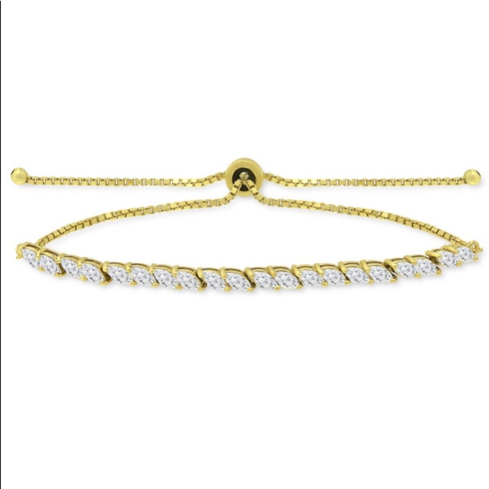 Giani Bernini Marquise-Cut Cubic Zirconia Bolo Bracelet 18K on Sterling Silver